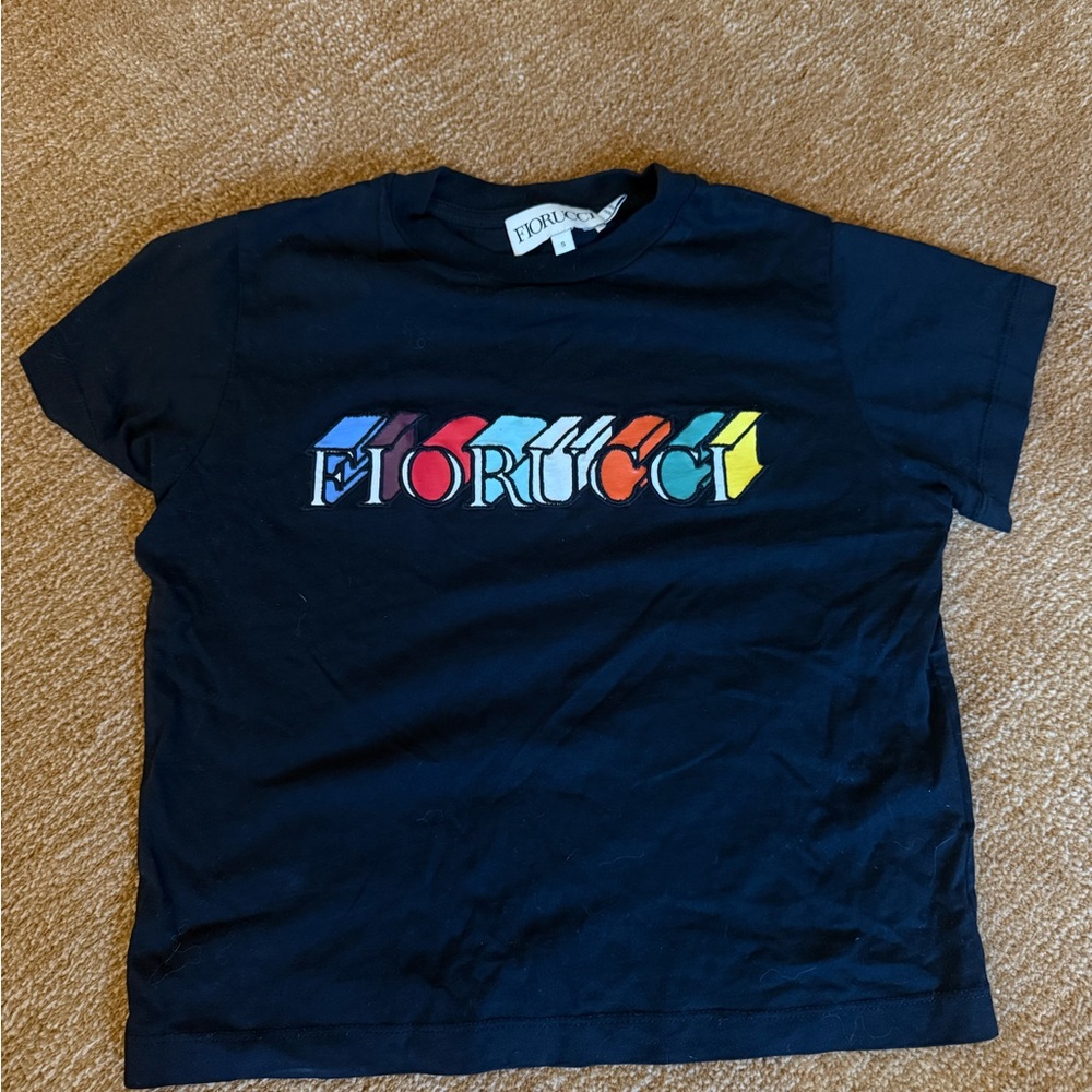 Fiorucci Black Tee with Multicolor Logo